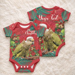 Personalised New Zealand Kakapo Christmas Baby Onesie Meri Kirihimete Silver Fern Mix Pohutukawa