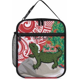 Personalised New Zealand Tuatara Christmas Lunch Bag Meri Kirihimete Aotearoa Maori Mix Pohutukawa