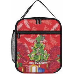 Kakapo New Zealand Christmas Lunch Bag Meri Kirihimete Pohutukawa - Red Color