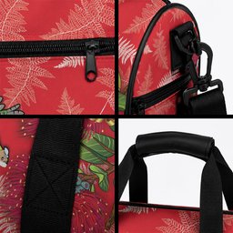 Kakapo New Zealand Christmas Duffle Bag Meri Kirihimete Pohutukawa - Red Color