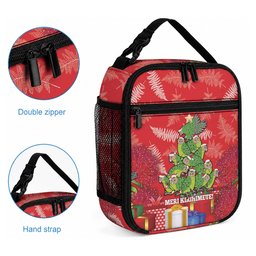 Kakapo New Zealand Christmas Lunch Bag Meri Kirihimete Pohutukawa - Red Color