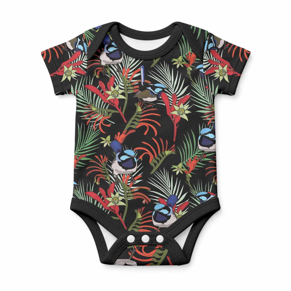 Australia Kangaroo Paw And Splendid Fairy-wren Baby Onesie Seamless Style