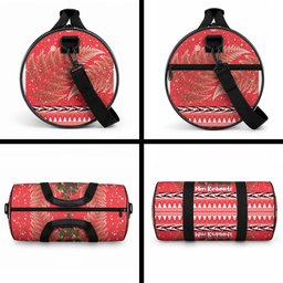 Kiwi New Zealand Christmas Duffle Bag Meri Kirihimete Silver Fern - Red Color