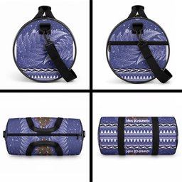 Kiwi New Zealand Christmas Duffle Bag Meri Kirihimete Silver Fern - Blue Color