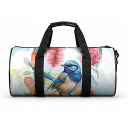 Splendid Fairy-wren Australia Duffle Bag Aussie National Flowers - Watercolor Style