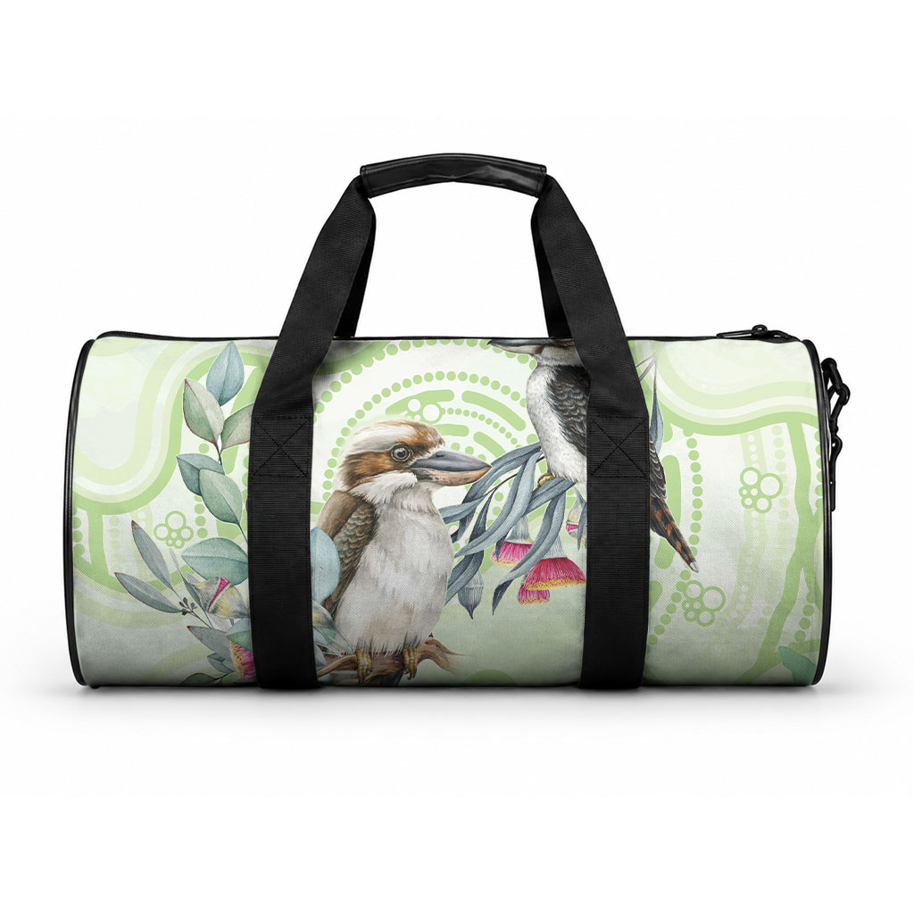 Australia Gumtree And Kookaburra Duffle Bag Aboriginal Art - Watercolor Style