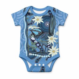 Australia Flannel Flower With Superb Fairy-wren Baby Onesie Aboriginal Art