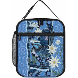 Australia Flannel Flower With Superb Fairy-wren Lunch Bag Aboriginal Art