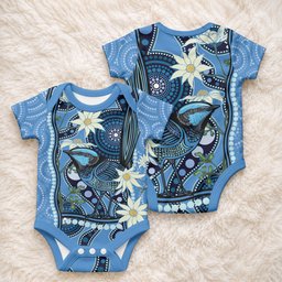 Australia Flannel Flower With Superb Fairy-wren Baby Onesie Aboriginal Art