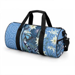 Australia Flannel Flower With Superb Fairy-wren Duffle Bag Aboriginal Art