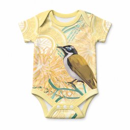 Australia Grevillea And Honeyeaters Baby Onesie Aboriginal Art - Watercolor Style
