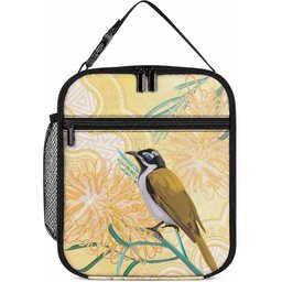 Australia Grevillea And Honeyeaters Lunch Bag Aboriginal Art - Watercolor Style