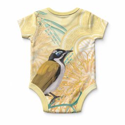 Australia Grevillea And Honeyeaters Baby Onesie Aboriginal Art - Watercolor Style