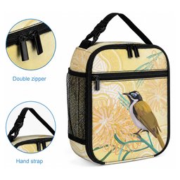 Australia Grevillea And Honeyeaters Lunch Bag Aboriginal Art - Watercolor Style
