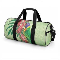 Australia Bottlebrush And Lorikeets Duffle Bag Aboriginal Art - Watercolor Style