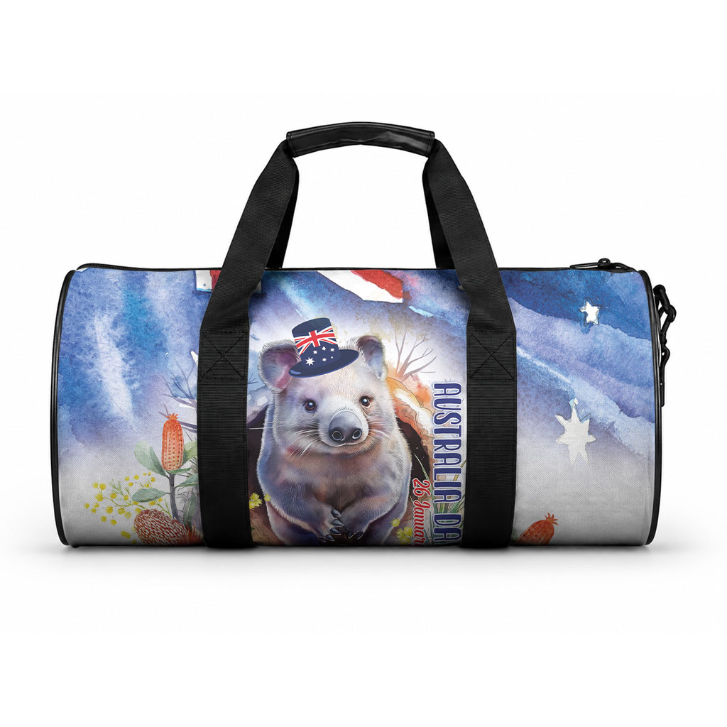 Wombat Australia Day Duffle Bag Happy 26 January - Banksia Watercolor