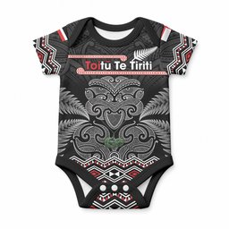 Aotearoa Toitu Te Tiriti Baby Onesie Stand Together Stand Stronger NZ Tiki