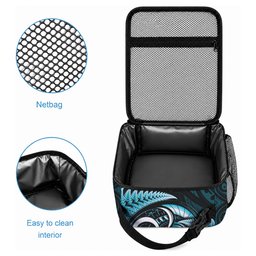 Aotearoa Pounamu Niho Lunch Bag Silver Fern Mix Maori Pattern - Turquoise