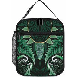 Aotearoa Pounamu Niho Lunch Bag Silver Fern Mix Maori Pattern - Green