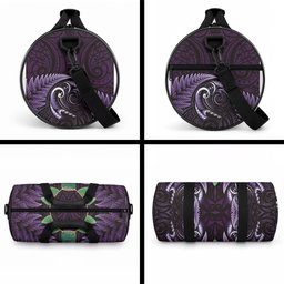 Aotearoa Pounamu Niho Duffle Bag Silver Fern Mix Maori Pattern - Purple