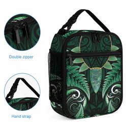 Aotearoa Pounamu Niho Lunch Bag Silver Fern Mix Maori Pattern - Green