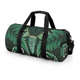 Aotearoa Pounamu Niho Duffle Bag Silver Fern Mix Maori Pattern - Green