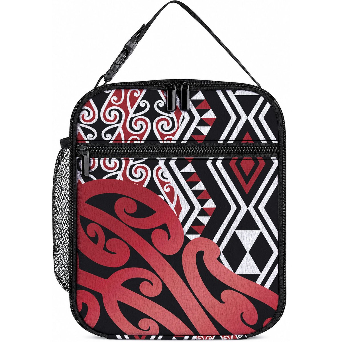 New Zealand Lunch Bag Aotearoa Kowhaiwhai Mix Taniko Art - Red