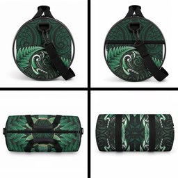 Aotearoa Pounamu Niho Duffle Bag Silver Fern Mix Maori Pattern - Green