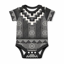Black Taniko Motifs Aotearoa Baby Onesie Niho Taniwha Mix Poutama