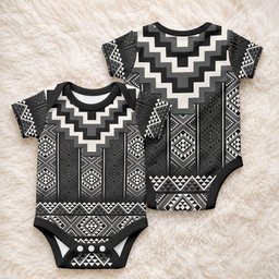 Black Taniko Motifs Aotearoa Baby Onesie Niho Taniwha Mix Poutama