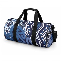 New Zealand Duffle Bag Aotearoa Kowhaiwhai Mix Taniko Art - Blue