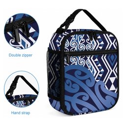 New Zealand Lunch Bag Aotearoa Kowhaiwhai Mix Taniko Art - Blue