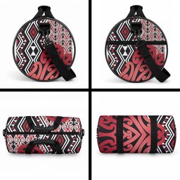 New Zealand Duffle Bag Aotearoa Kowhaiwhai Mix Taniko Art - Red