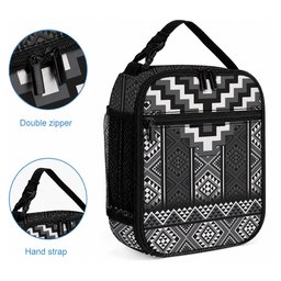 Black Taniko Motifs Aotearoa Lunch Bag Niho Taniwha Mix Poutama