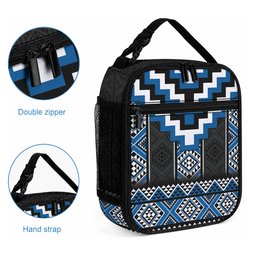 Blue Taniko Motifs Aotearoa Lunch Bag Niho Taniwha Mix Poutama