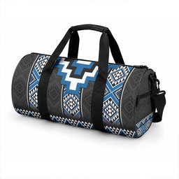 Blue Taniko Motifs Aotearoa Duffle Bag Niho Taniwha Mix Poutama