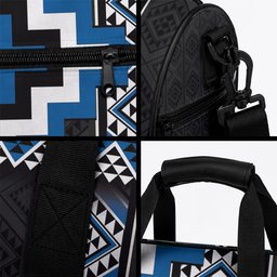 Blue Taniko Motifs Aotearoa Duffle Bag Niho Taniwha Mix Poutama