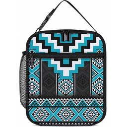 Turquoise Taniko Motifs Aotearoa Lunch Bag Niho Taniwha Mix Poutama