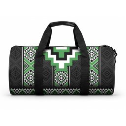 Green Taniko Motifs Aotearoa Duffle Bag Niho Taniwha Mix Poutama