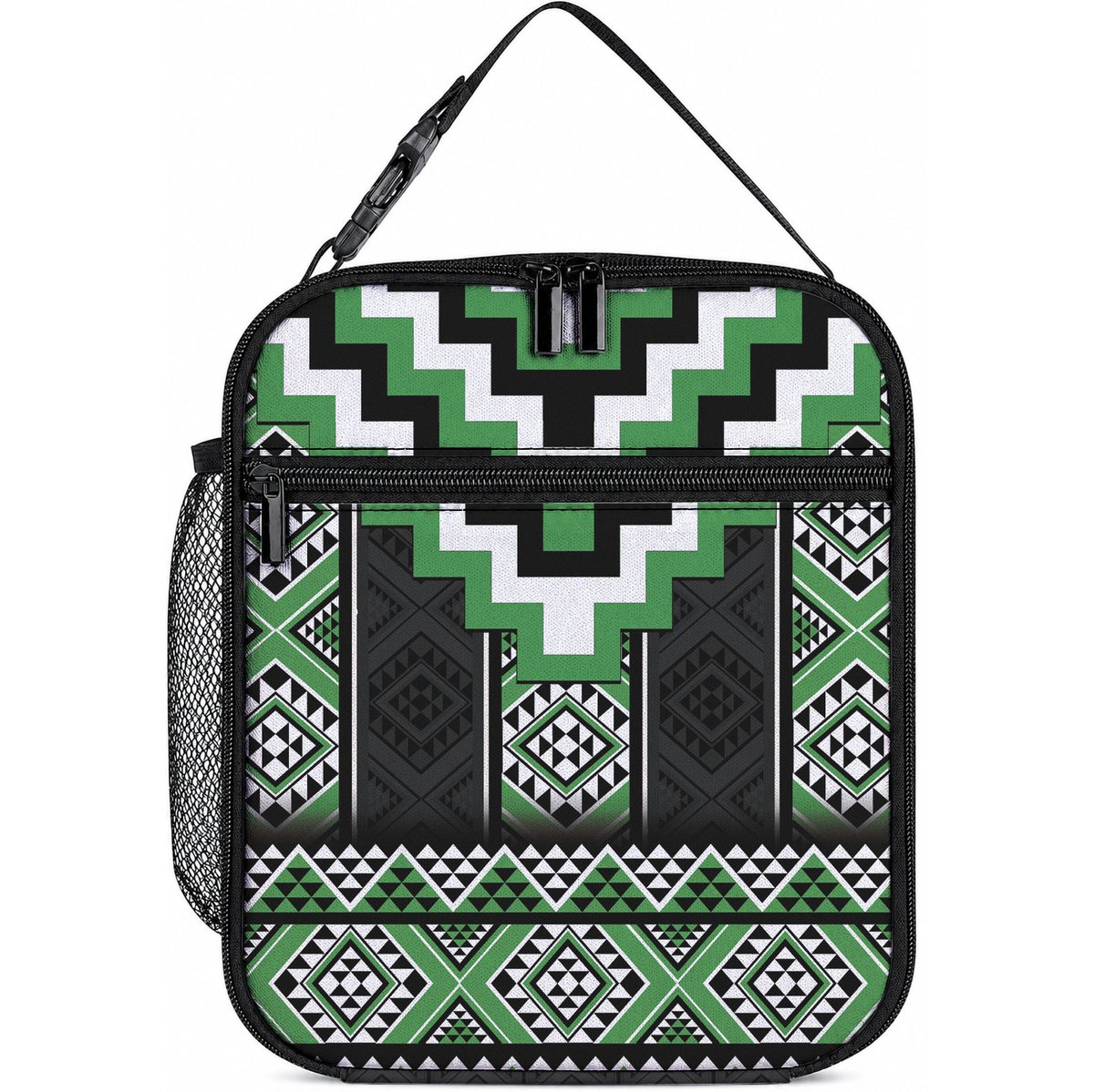 Green Taniko Motifs Aotearoa Lunch Bag Niho Taniwha Mix Poutama