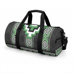 Green Taniko Motifs Aotearoa Duffle Bag Niho Taniwha Mix Poutama