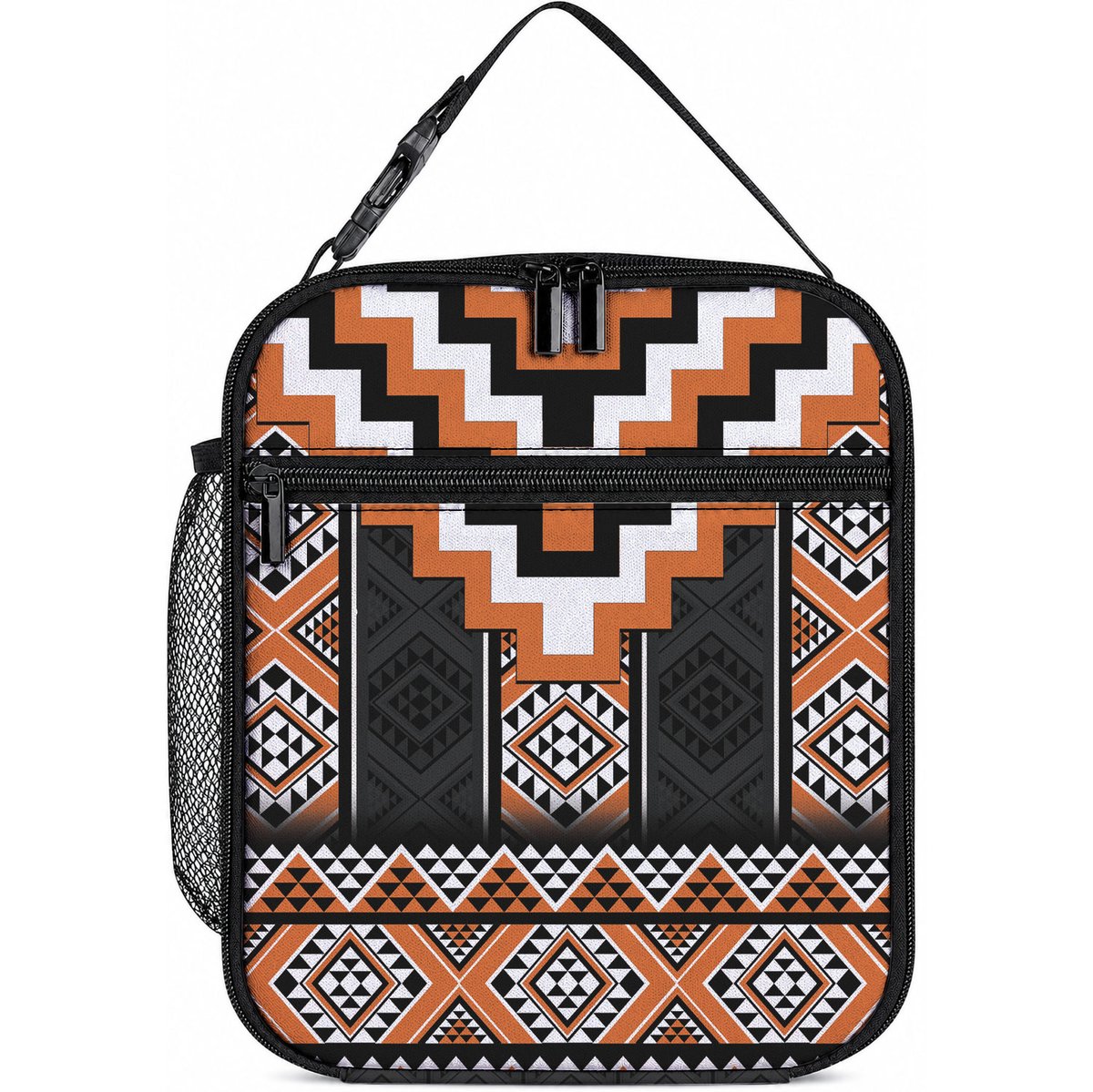 Orange Taniko Motifs Aotearoa Lunch Bag Niho Taniwha Mix Poutama