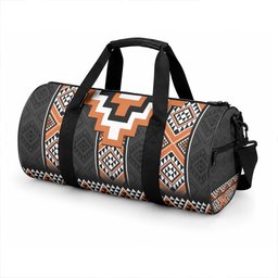 Orange Taniko Motifs Aotearoa Duffle Bag Niho Taniwha Mix Poutama