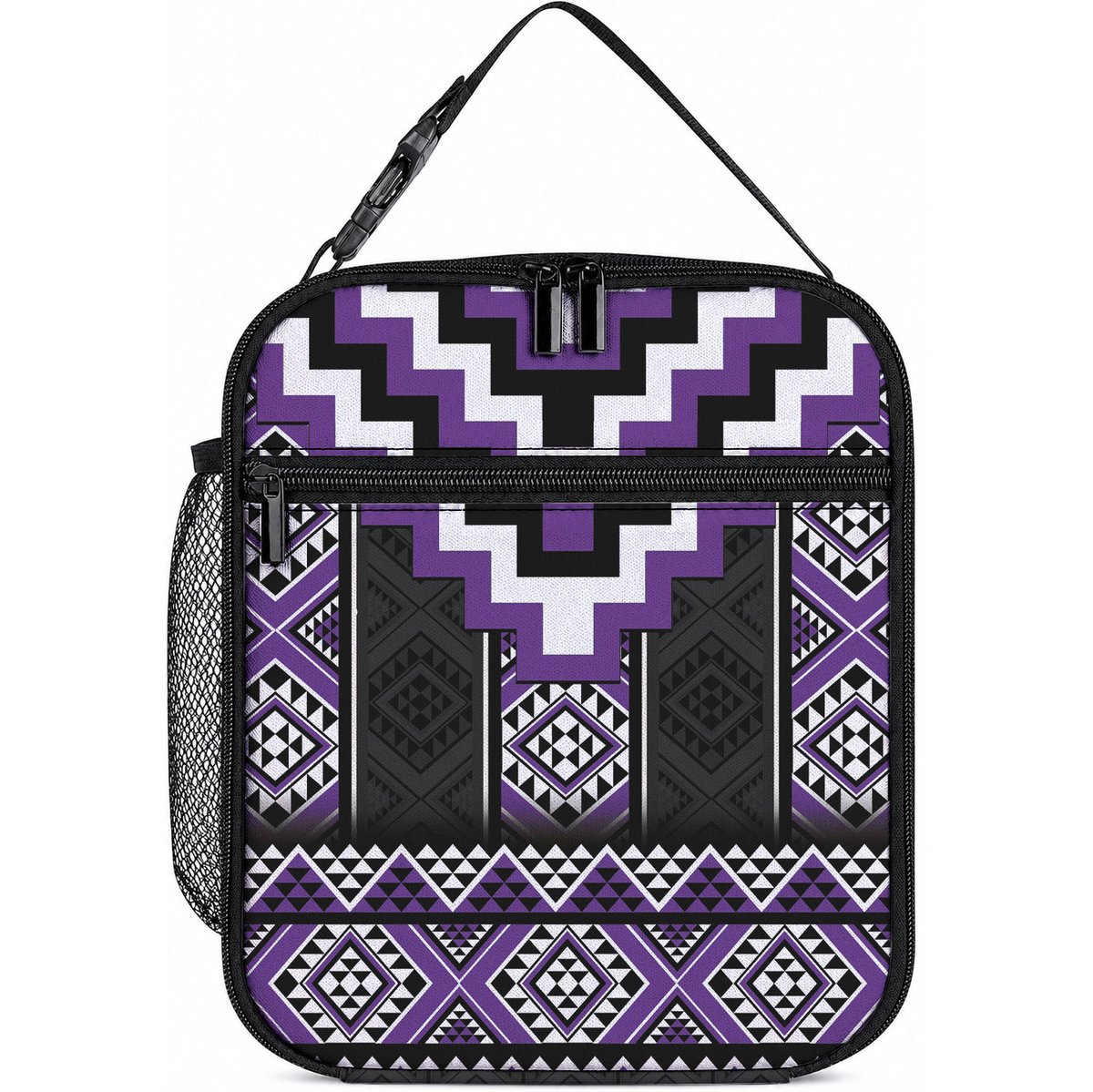 Purple Taniko Motifs Aotearoa Lunch Bag Niho Taniwha Mix Poutama