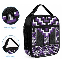 Purple Taniko Motifs Aotearoa Lunch Bag Niho Taniwha Mix Poutama