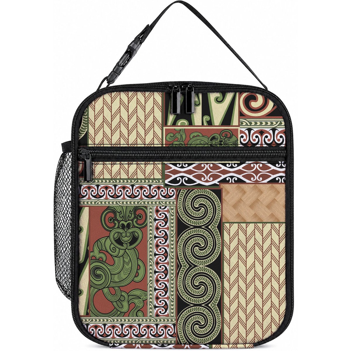 Beige Aotearoa Kowhaiwhai Pattern Lunch Bag NZ Maori Quilt Style