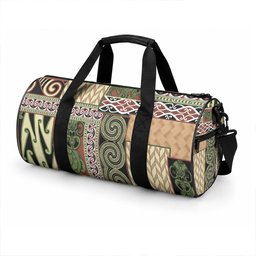 Beige Aotearoa Kowhaiwhai Pattern Duffle Bag NZ Maori Quilt Style