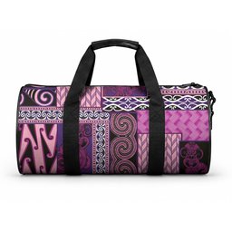 Pink Aotearoa Kowhaiwhai Pattern Duffle Bag NZ Maori Quilt Style