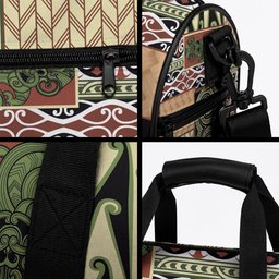 Beige Aotearoa Kowhaiwhai Pattern Duffle Bag NZ Maori Quilt Style