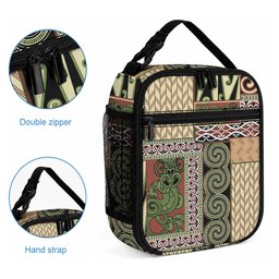 Beige Aotearoa Kowhaiwhai Pattern Lunch Bag NZ Maori Quilt Style